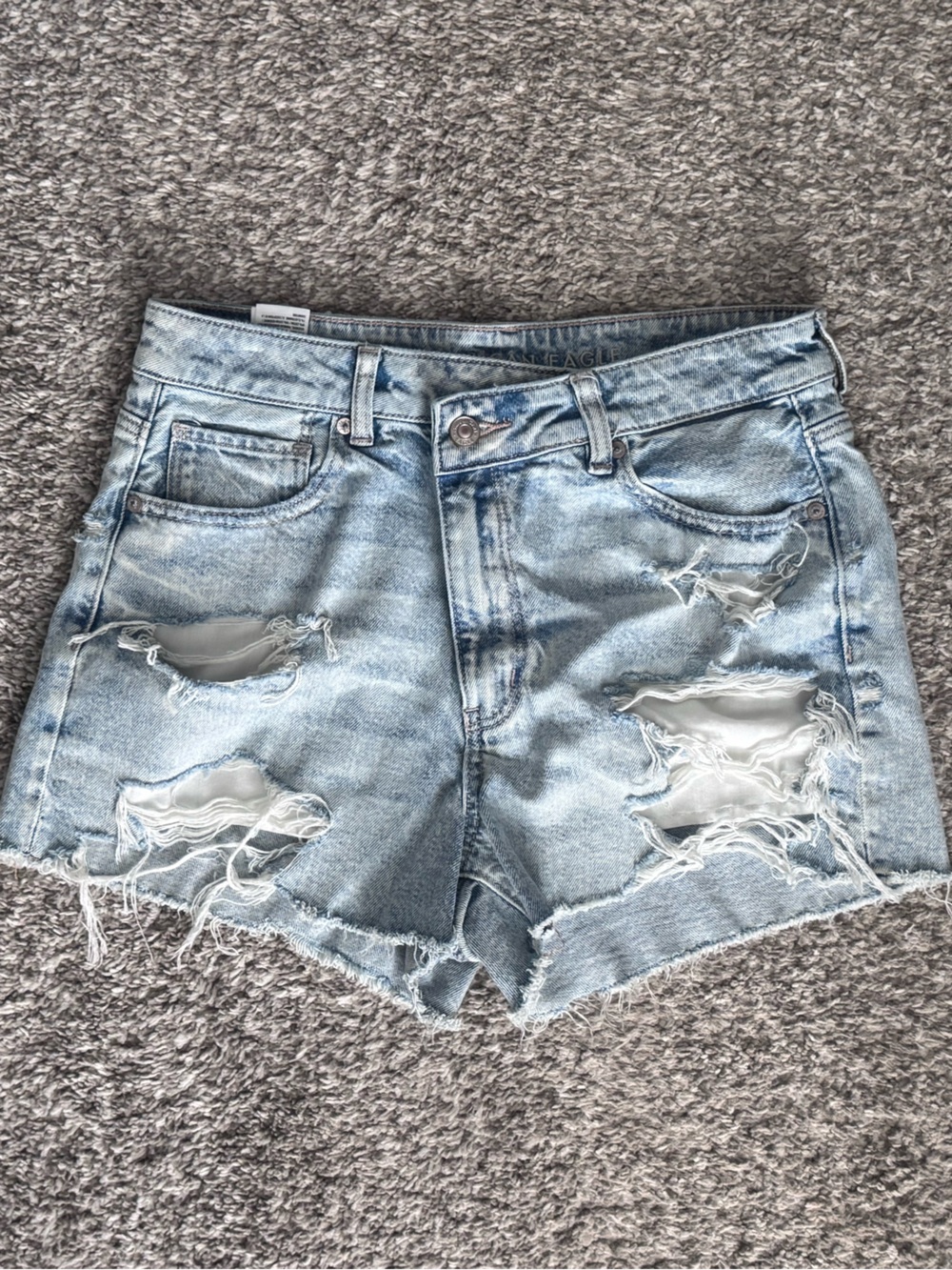 American Eagle Outfitters Light Wash Distressed Denim Cutoff Shorts